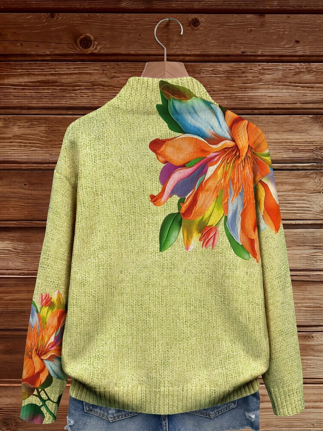 Claudia | Colourful Lily Knitted Zip Cardigan