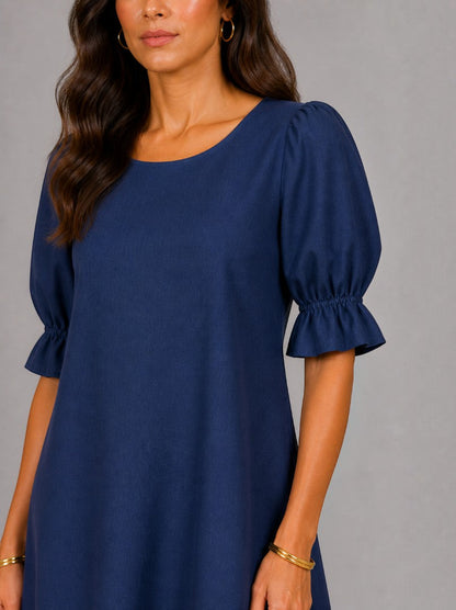 Alison | Navy Ruffle Hem Summer Dress