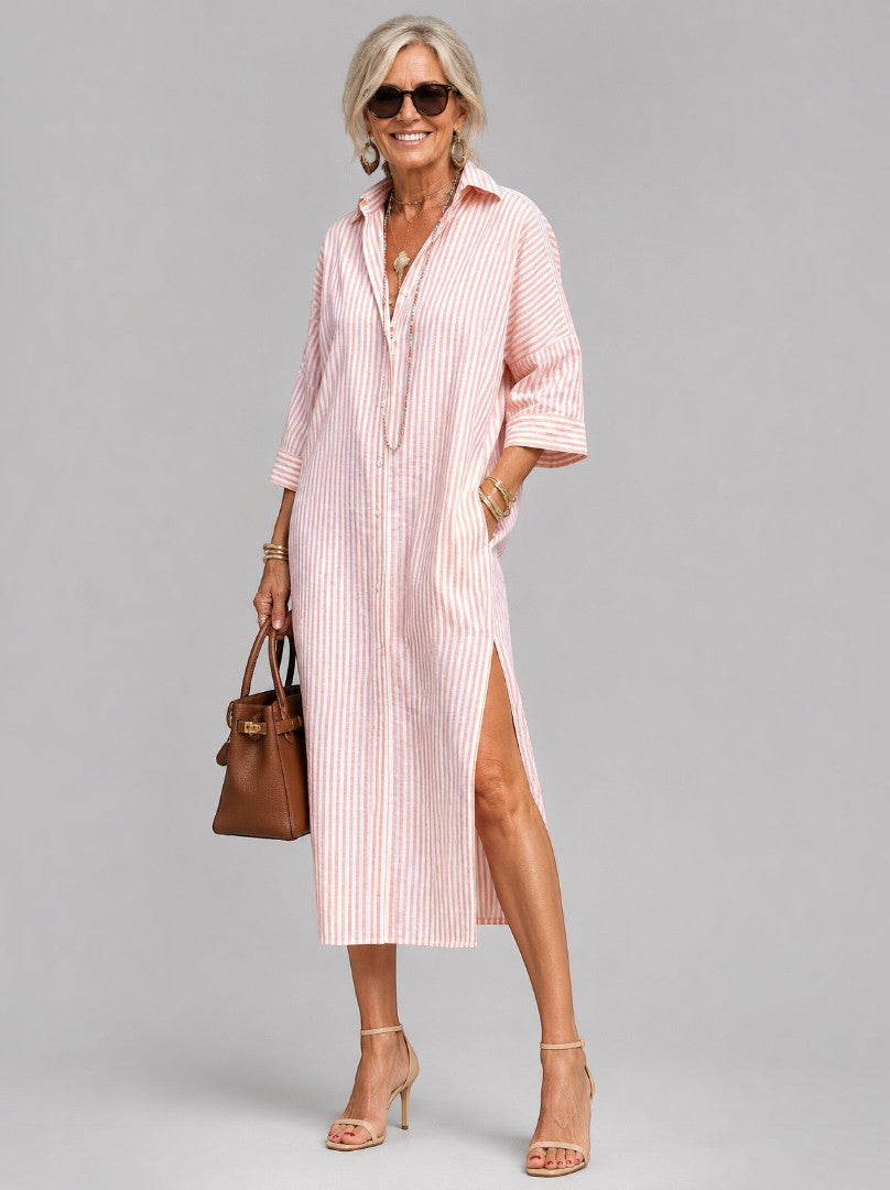 Jane | Pink Stripe Shirt Dress