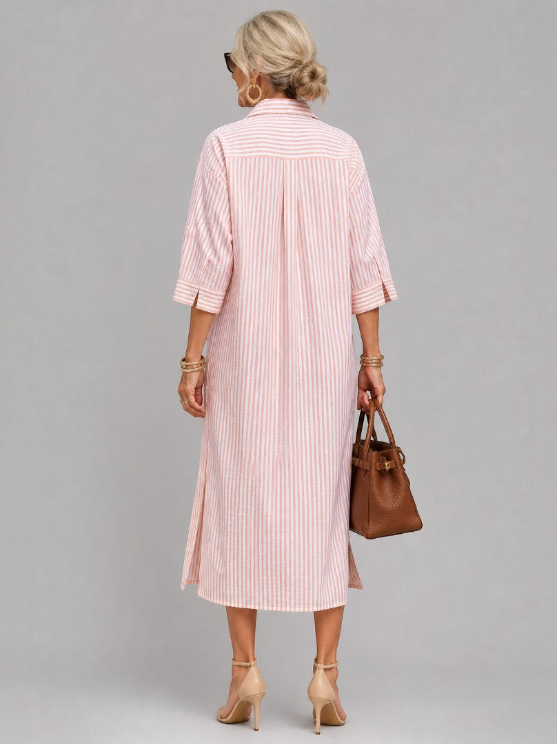 Jane | Pink Stripe Shirt Dress