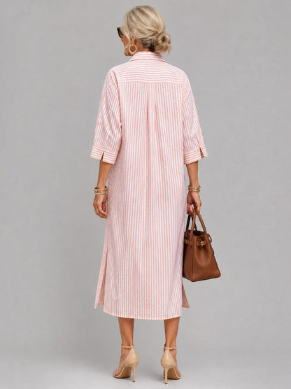 Jane | Pink Stripe Shirt Dress