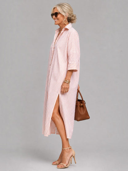 Jane | Pink Stripe Shirt Dress