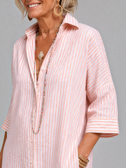 Jane | Pink Stripe Shirt Dress
