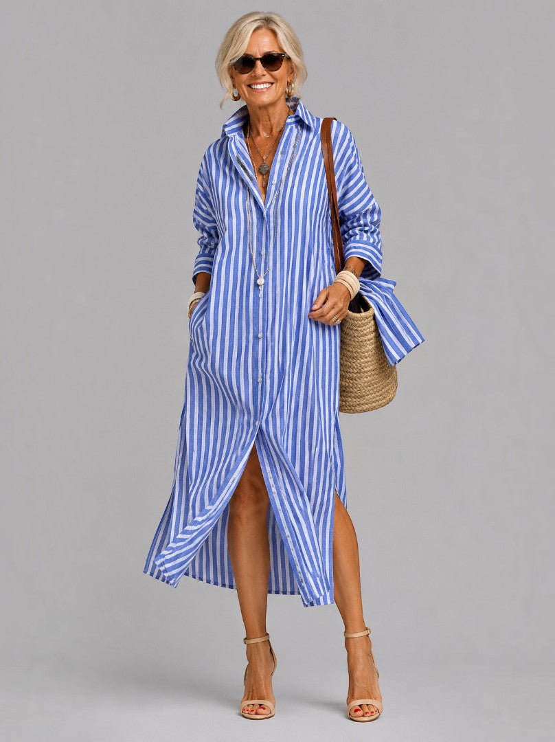 Jane | Pink Stripe Shirt Dress