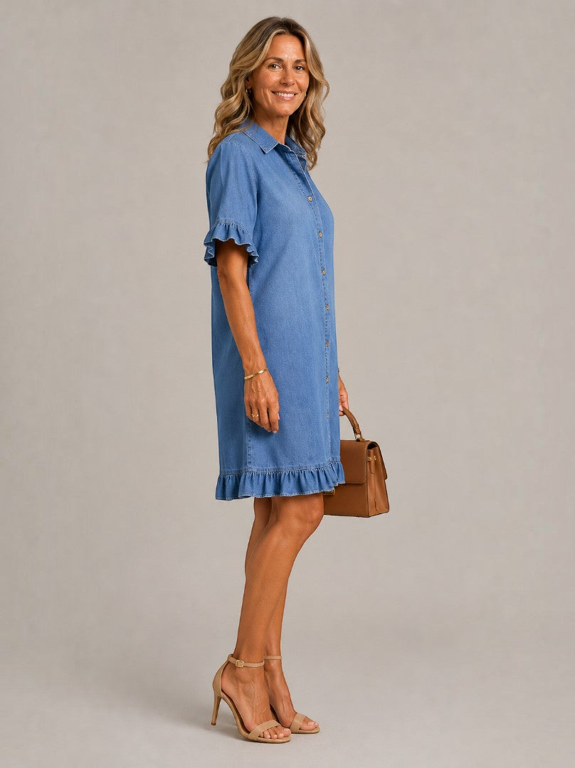 Diane | Denim Dress with Ruffle Hem