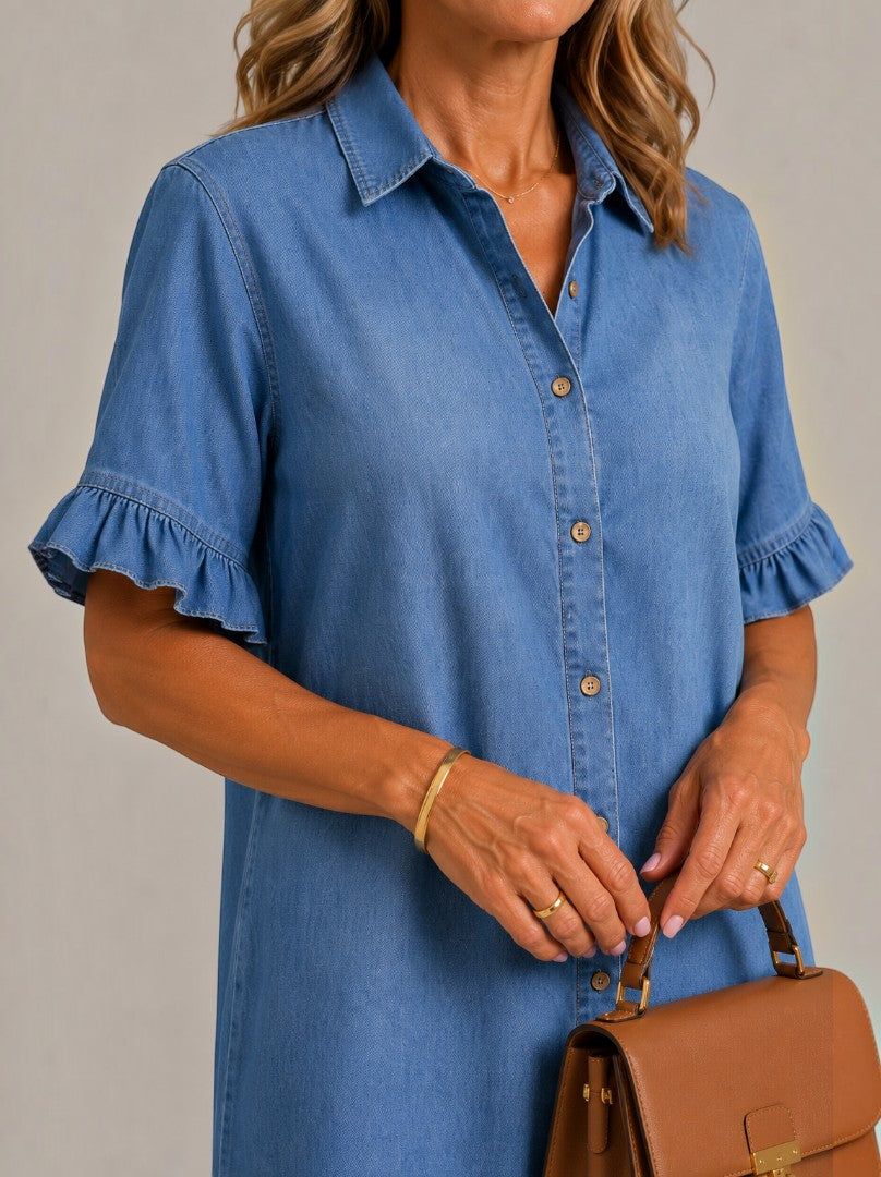 Diane | Denim Dress with Ruffle Hem