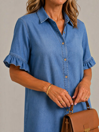 Diane | Denim Dress with Ruffle Hem