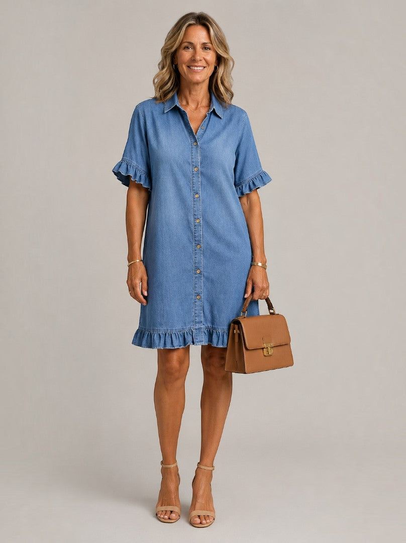 Diane | Denim Dress with Ruffle Hem