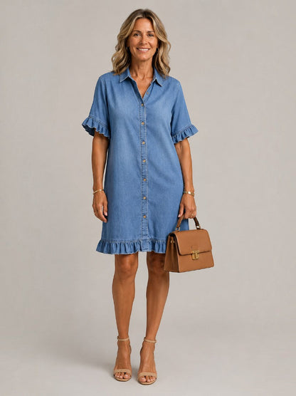 Diane | Denim Dress with Ruffle Hem