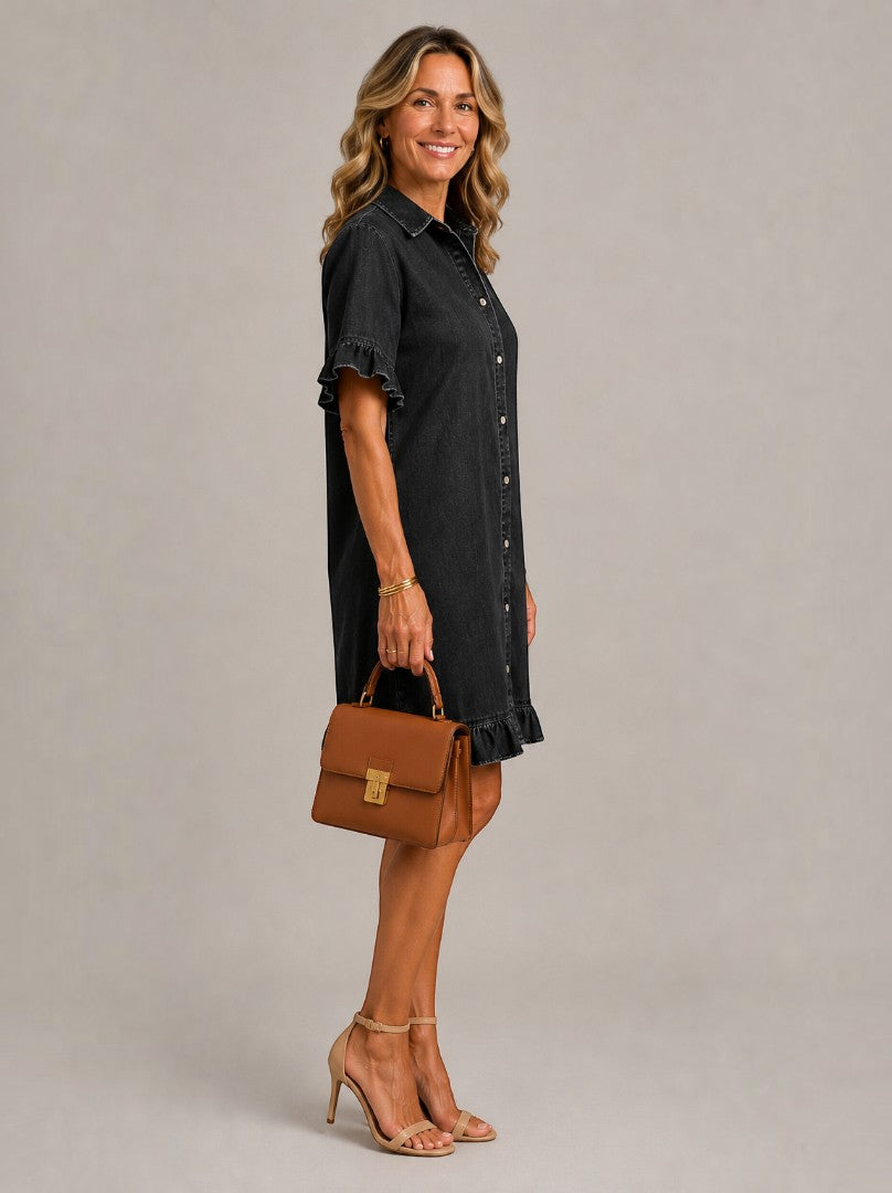 Diane | Denim Dress with Ruffle Hem