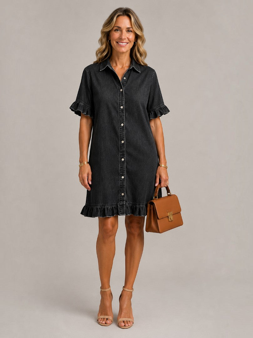 Diane | Denim Dress with Ruffle Hem