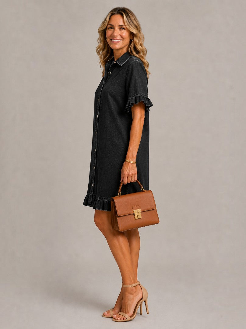 Diane | Denim Dress with Ruffle Hem