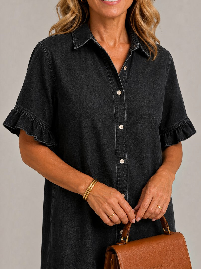 Diane | Denim Dress with Ruffle Hem