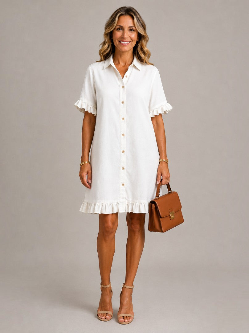 Diane | Denim Dress with Ruffle Hem