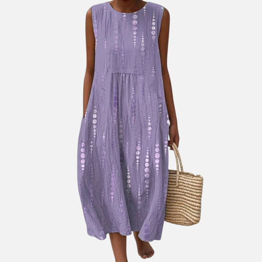 Pauline | Lilac Dotted Sleeveless Midi Dress
