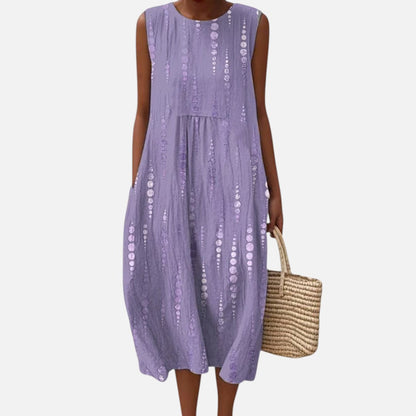 Faye | Lilac Textured Sleeveless Midi Dress