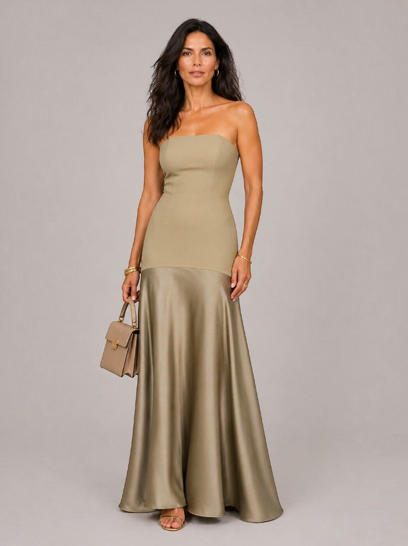 Charlotte | Champagne Satin-Sheen Maxi Dress