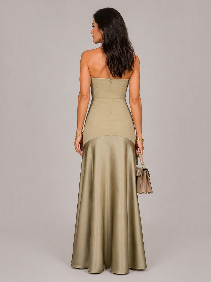 Charlotte | Champagne Satin-Sheen Maxi Dress