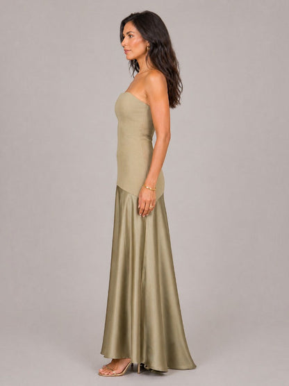 Charlotte | Champagne Satin-Sheen Maxi Dress