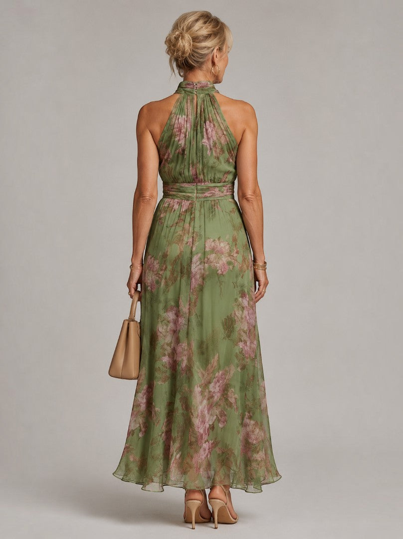 Elizabeth | Olive Rose Print Maxi Dress