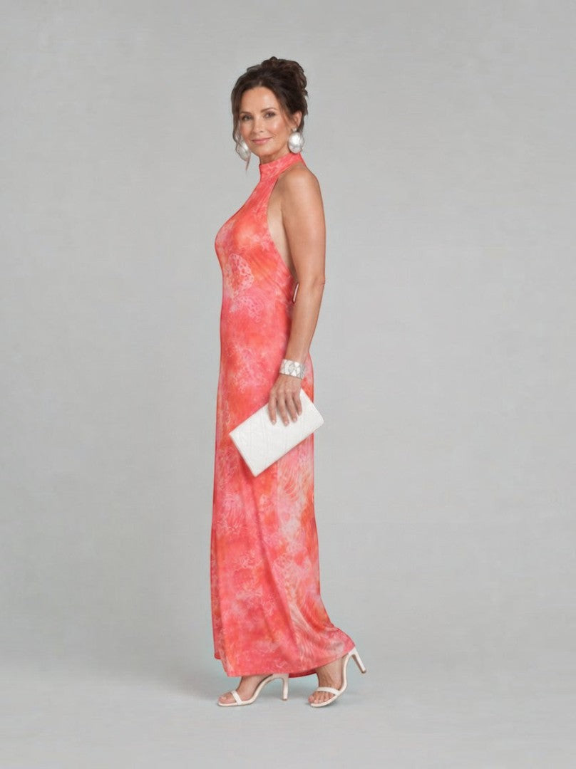 Beatrice | Coral Batik Print Maxi Dress