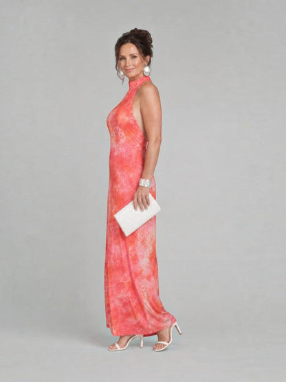 Beatrice | Coral Batik Print Maxi Dress