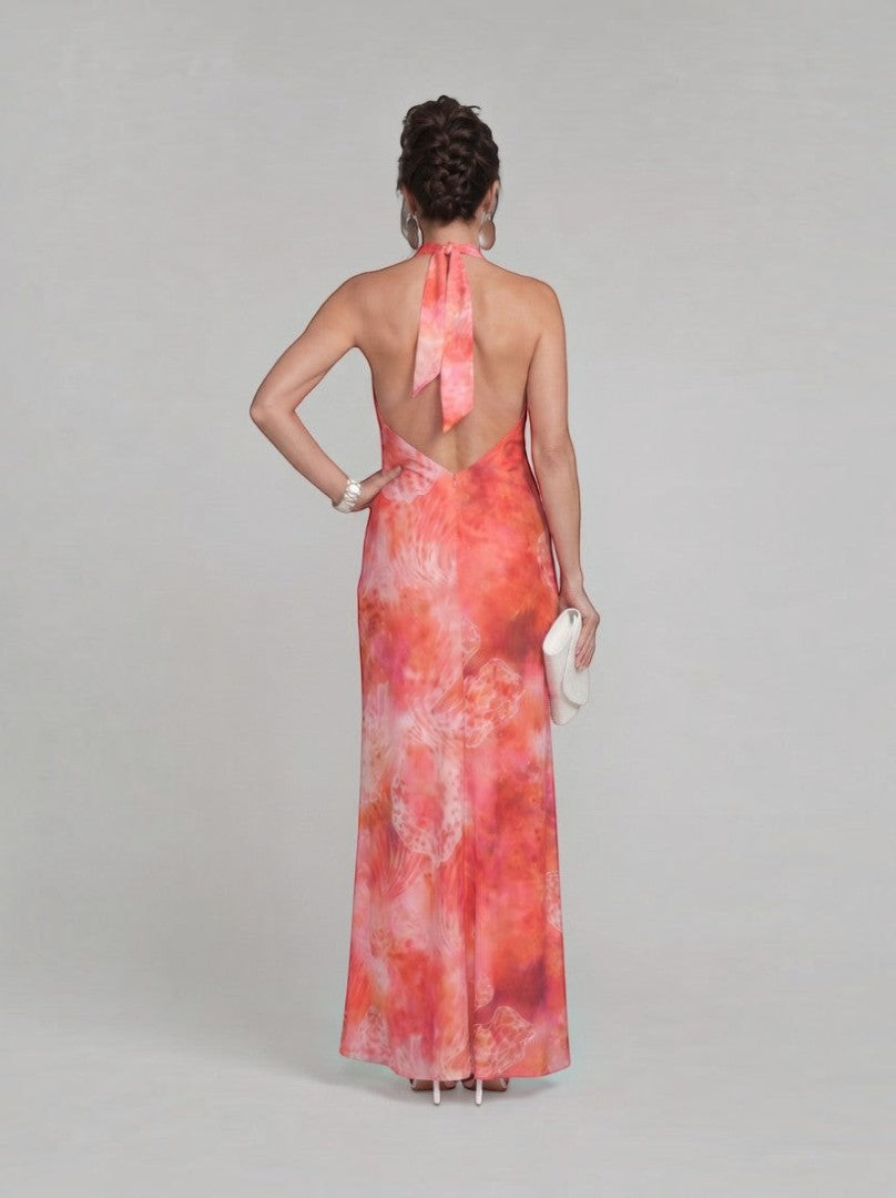 Beatrice | Coral Batik Print Maxi Dress