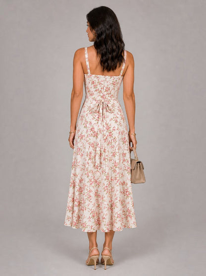 Caroline | Ditsy Floral Summer Dress with Front Split