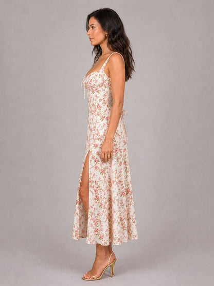 Caroline | Ditsy Floral Summer Dress with Front Split