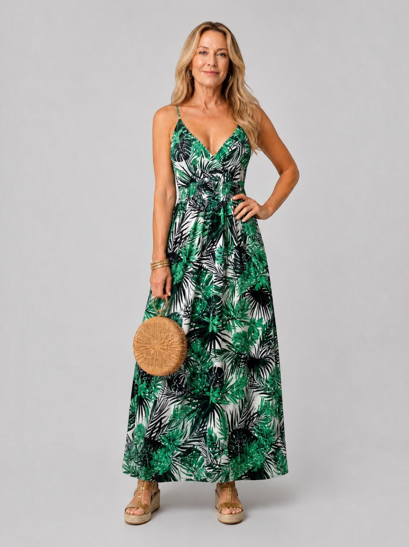 Wendy | Palm Print Maxi Dress