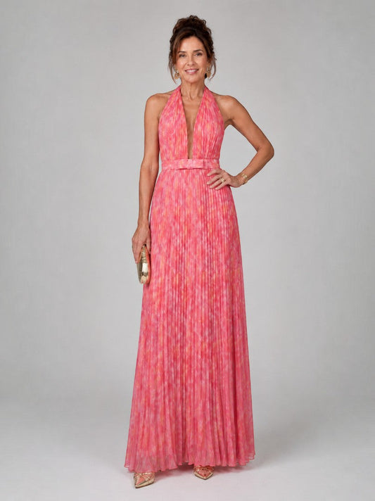 Natalie | Rose Pleated Maxi Dress