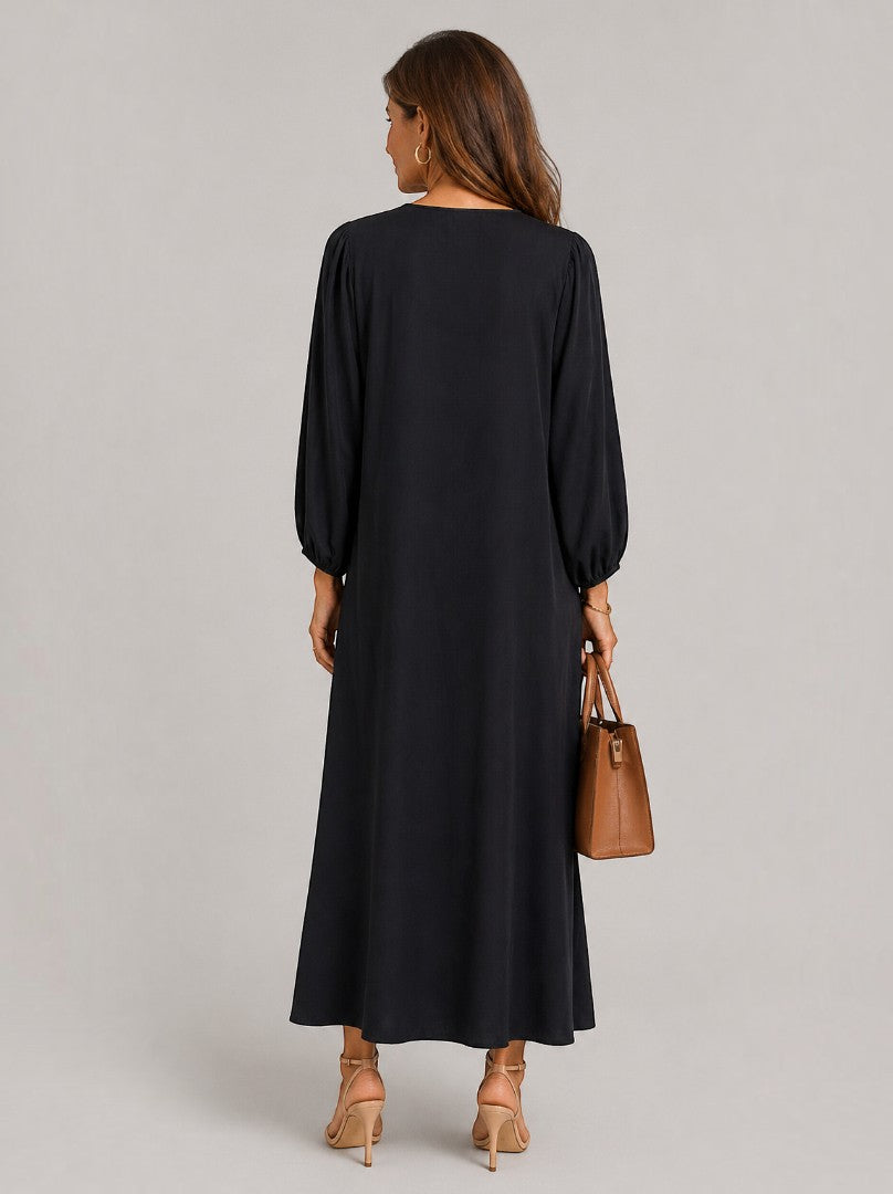 Julie | Black Long-Sleeve Maxi Dress