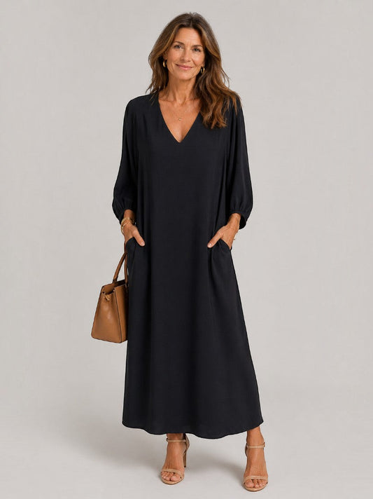 Julie | Black Long-Sleeve Maxi Dress