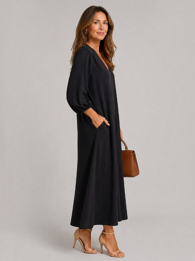 Julie | Black Long-Sleeve Maxi Dress
