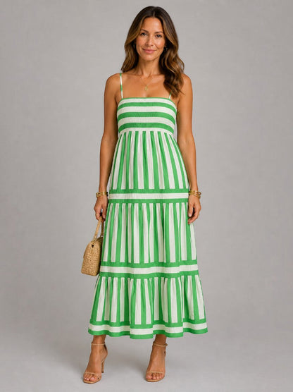 Rachel | Green Stripe Maxi Dress