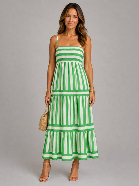 Rachel | Green Stripe Maxi Dress