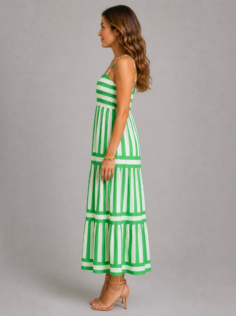Rachel | Green Stripe Maxi Dress