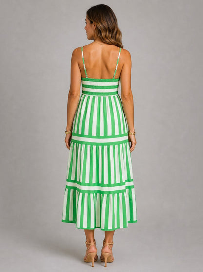 Rachel | Green Stripe Maxi Dress