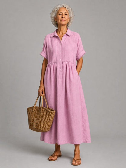 Julia | Blue Linen-Look Maxi Dress