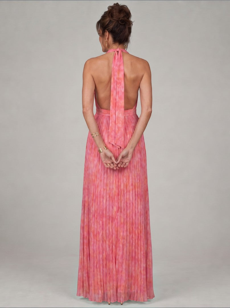 Natalie | Rose Pleated Maxi Dress