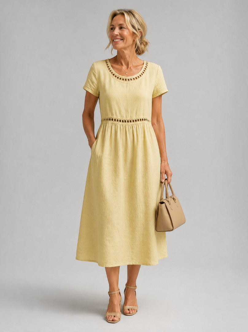 Angela | Dusty Rose Linen-Look Summer Dress
