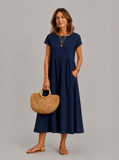 Helen | White Linen-Look Summer Dress