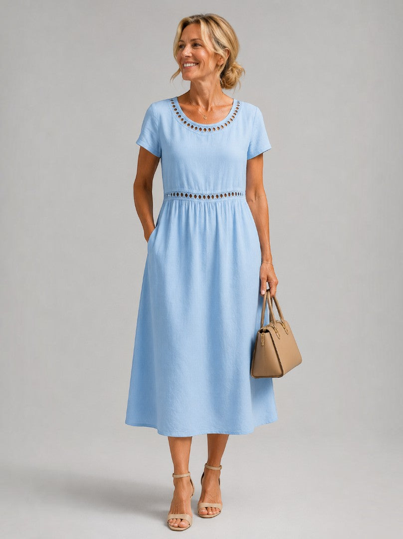 Angela | Dusty Rose Linen-Look Summer Dress