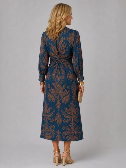 Amanda | Teal Floral Print Midi Dress