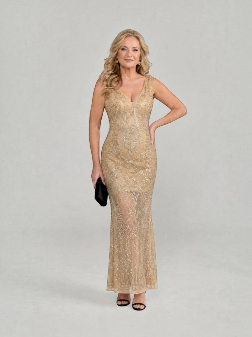 Camilla | Gold Sequin Detail Maxi Dress