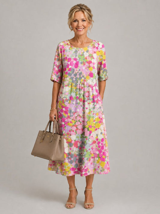 Sarah | Watercolour Floral Midi Dress