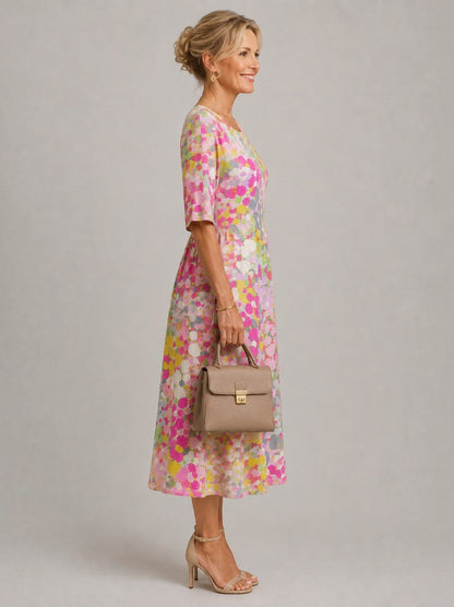 Sarah | Watercolour Floral Midi Dress