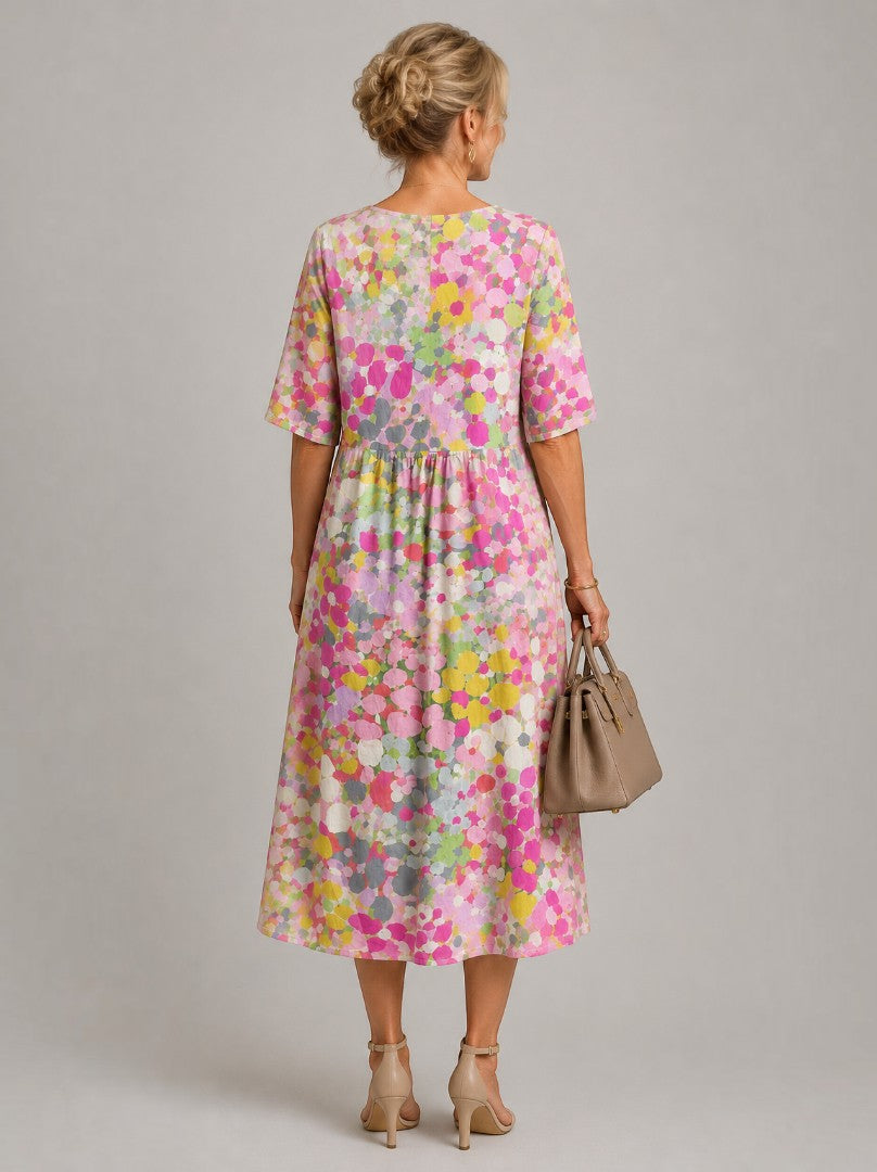 Sarah | Watercolour Floral Midi Dress