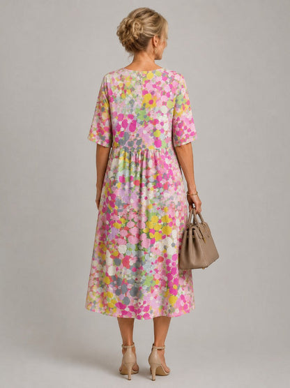 Sarah | Watercolour Floral Midi Dress