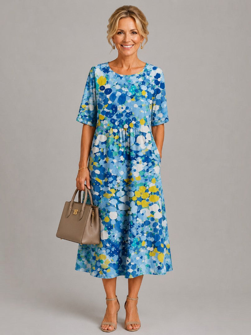 Sarah | Watercolour Floral Midi Dress